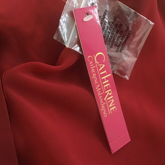 NWT Catherine Malandrino Kimono Tie Waist Peplum Top Blouse L Americana Red - Picture 3 of 6